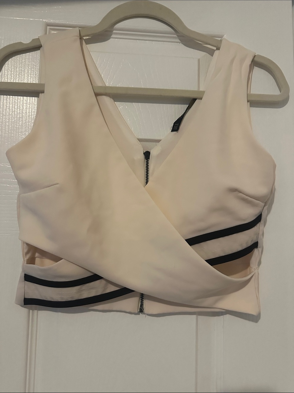 Zara Cream Crop Top with Black Trim
